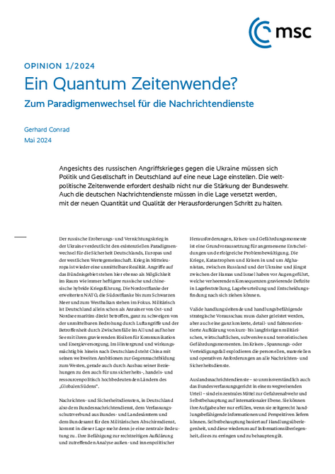 Ein Quantum Zeitenwende? Zum Paradigmenwechsel für die Nachrichtendienste