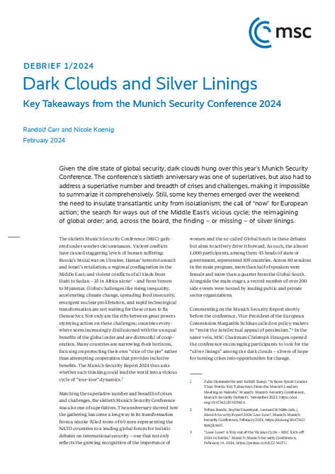 Dark Clouds and Silver Linings Key Takeaways from the Munich Security Conference 2024