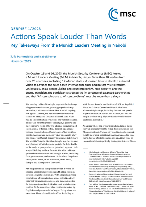 Actions Speak Louder Than Words – A Readout From the Munich Leaders Meeting in Nairobi in October 2023