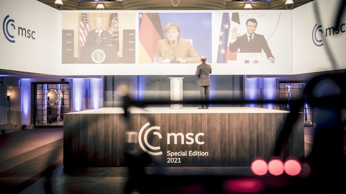Joe Biden, Angela Merkel and Emmanuel Macron